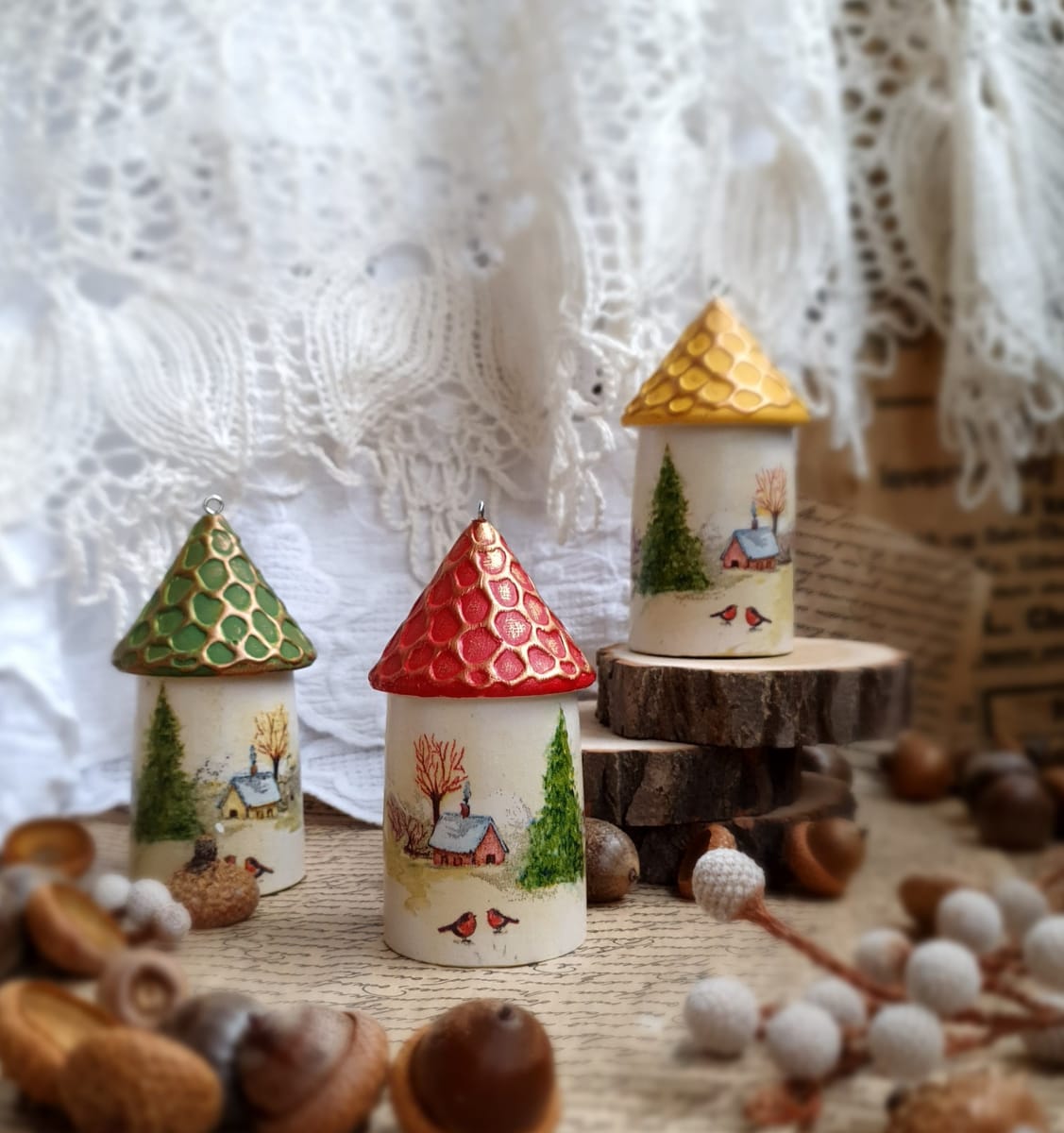 Елочная игрушка  Домик в деревне