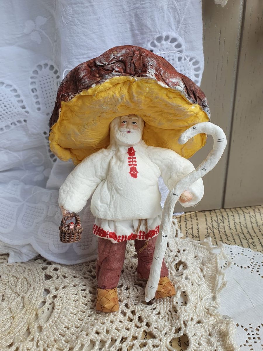 Ватная игрушка Старичок Боровичок с сохой